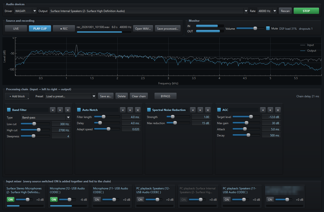 Audio Processor main window